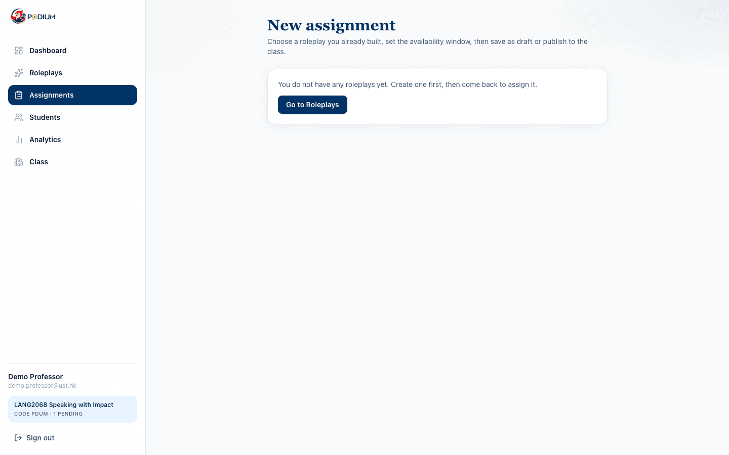 New assignment form